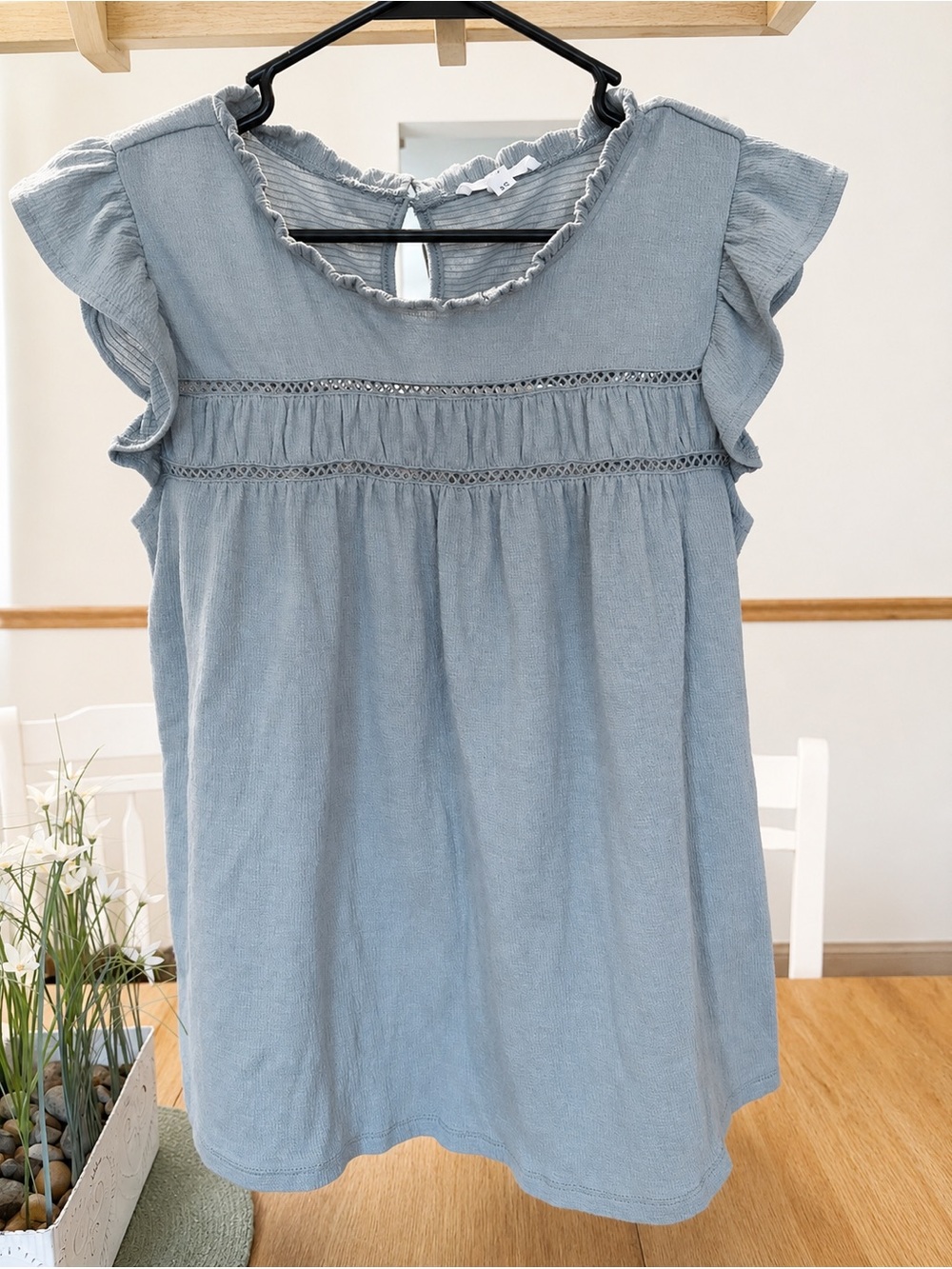 Maurices XS Sage Green Flutter Sleeve Textured Summer Blouse
